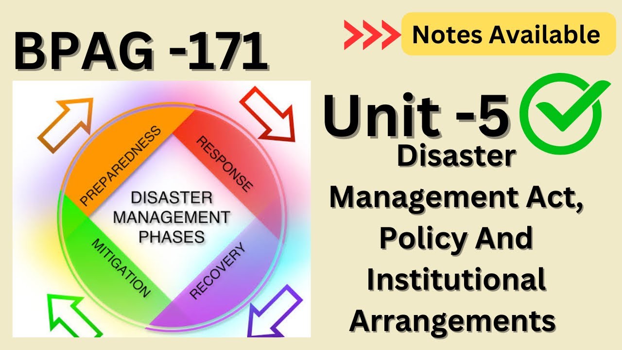 BPAG -171 \\ Unit -5 Disaster Management Act, Policy And Institutional ...