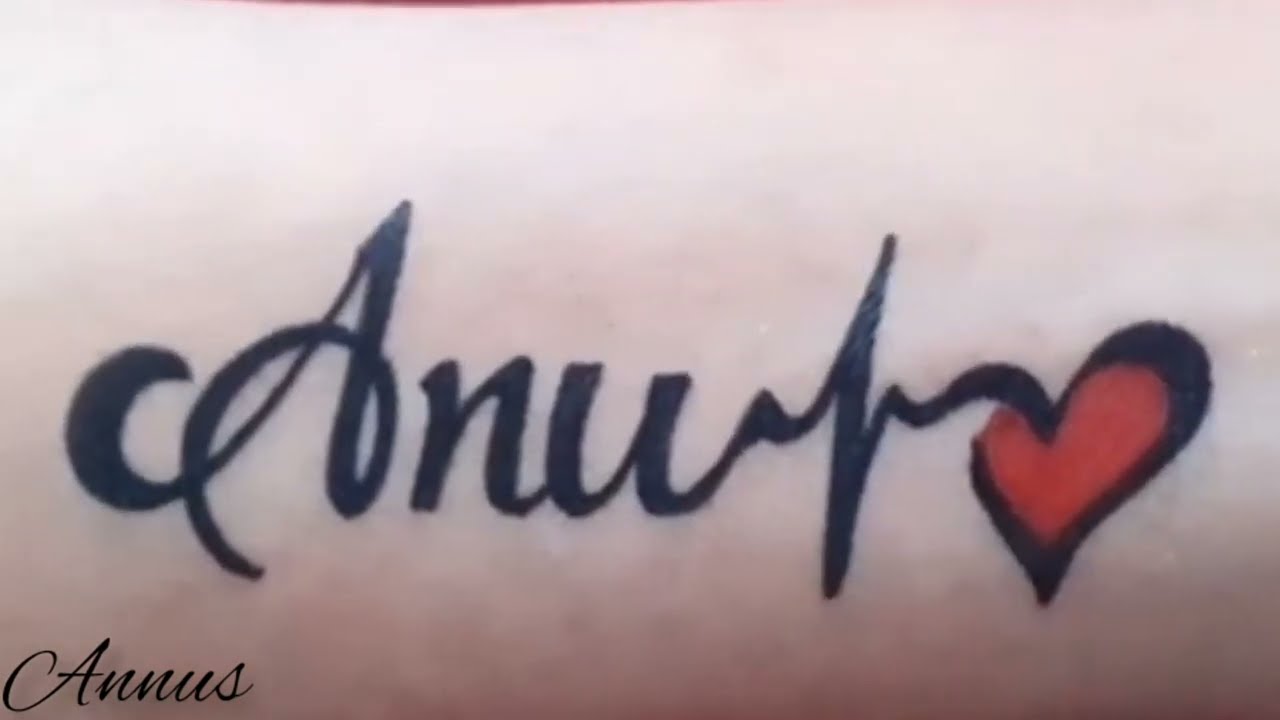 Anu name tattoo with heartbeat | Name tattoo, Tattoos, Tattoo designs men