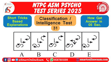 Classification Test | Intelligence Test 31 with Tricks and Detailed Solution | NTPC ASM Psycho Test