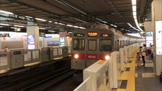 東急8500系8635編成が到着するシーン