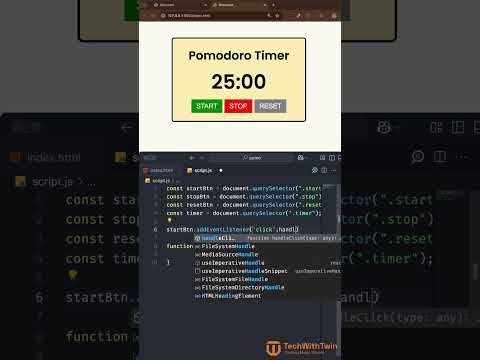 Pomodoro Timer using HTML CSS and JavaScript TechWithTwin
