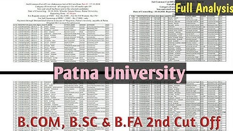 B.SC, B.COM & B.FA 2ND CUT OFF LIST FULL ANALYSIS / PATNA UNIVERSITY
