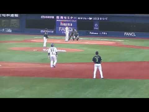 二死満塁 戸柱恭孝を打ち取る小川泰弘【横浜DeNAベイスターズ対 ヤクルトスワローズ2023年7月4日】