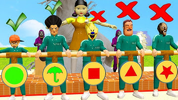 Scary Stranger 3D - Squid Game (오징어 게임) Trying Honeycomb Candy Shape Challenge Sledgehammer Game #42