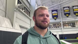 Iowa football's Logan Jones compliments Jackson Stratton, Cade McNamara ahead of Maryland game