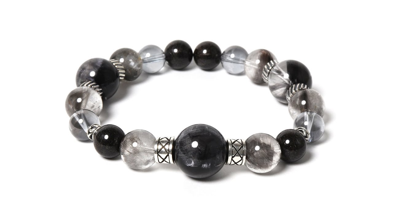 X.G 一点もの】ブラックプラチナルチルクォーツ16mm デザイン