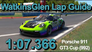 iRacing Watkins Glen Classic Porsche 992 Cup Lap Guide | 2025 Season 2 Week 11
