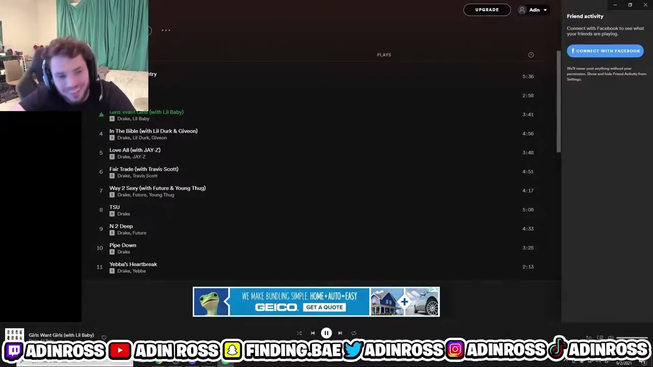 Adin Ross Reacts To Drake ＂Certified Lover Boy＂