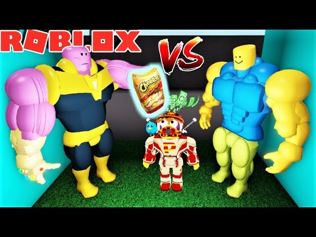 Thanos Vs Muscular Noob Who Will Win The Cheetos The Weird Side Of - muscular roblox noob