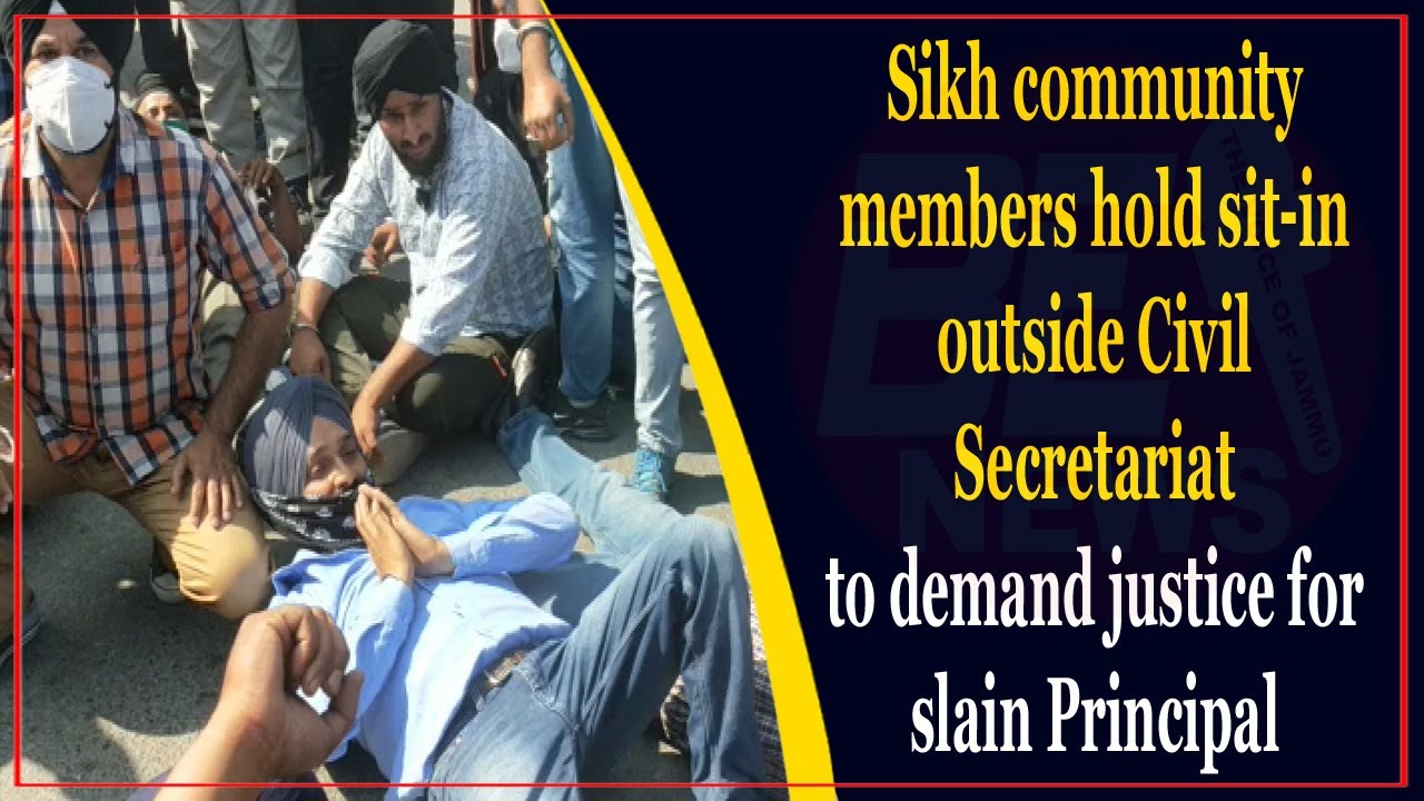 Sikh community members hold sit-in outside Civil Secretariat to demand justice for slain Principal