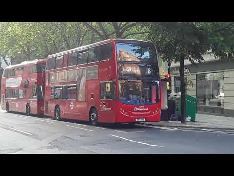 E400H BAE Euro 6 Stagecoach London (NEW Logo) 12308 SN14TYD on Route 8 at Tottenham Court Road Stand