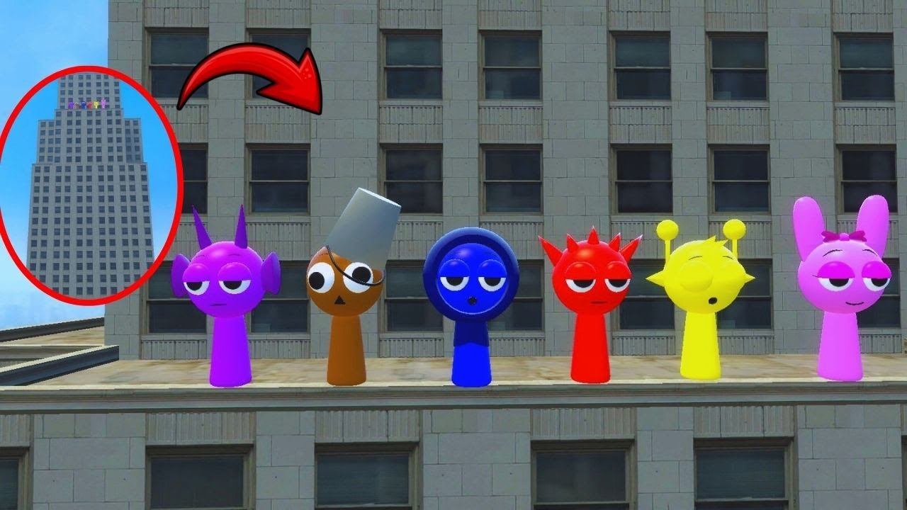 YÜKSEK BİNADAN TÜM SPRUNKİ AİLESİNİ SPARTAN KICK İLE ATIYORUM GARRY'S MOD