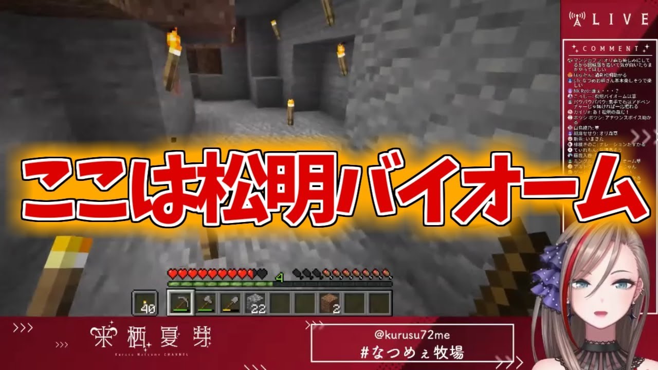 博物館の音声ガイドっぽく松明バイオームを解説する来栖夏芽【マイクラ】