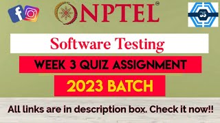 Software Testing (IITKGP) Week 3 Quiz Answers Solution | NPTEL 2023 | SWAYAM
