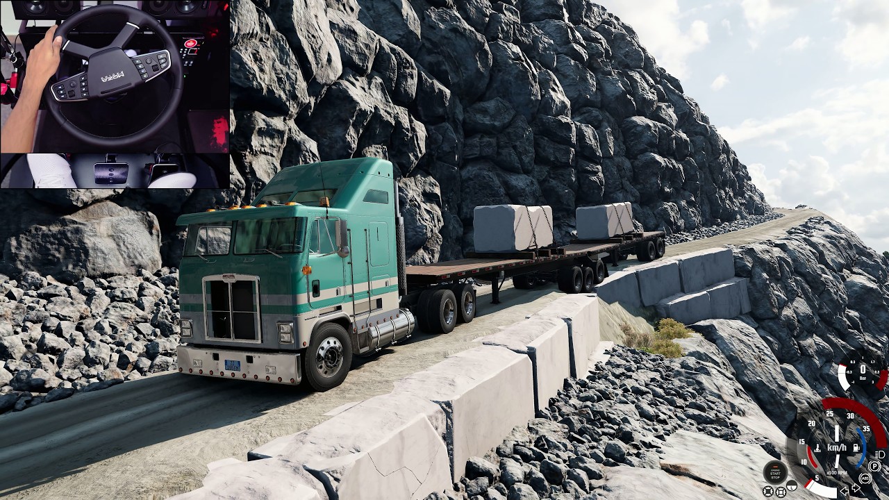 Transporting 40t Marble Blocks in a Quarry - BeamNG.Drive | Steering Wheel gameplay
