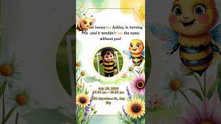 Bee-Themed Animated Birthday Invitation | Editable Digital Video Invite for Kids Party Fun Bee-Themed Animated Birthday Invitation | Editable Digital Video Invite for Kids Party Fun