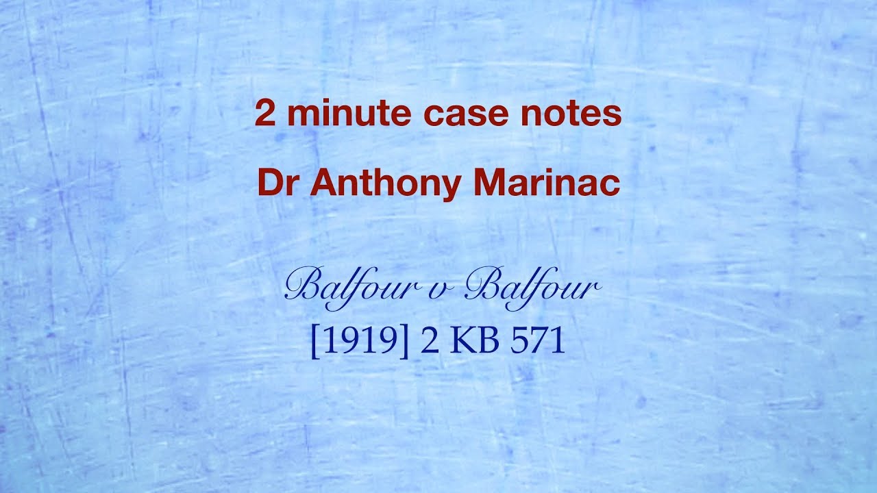 Balfour V Balfour Intention To Create Legal Relations Youtube