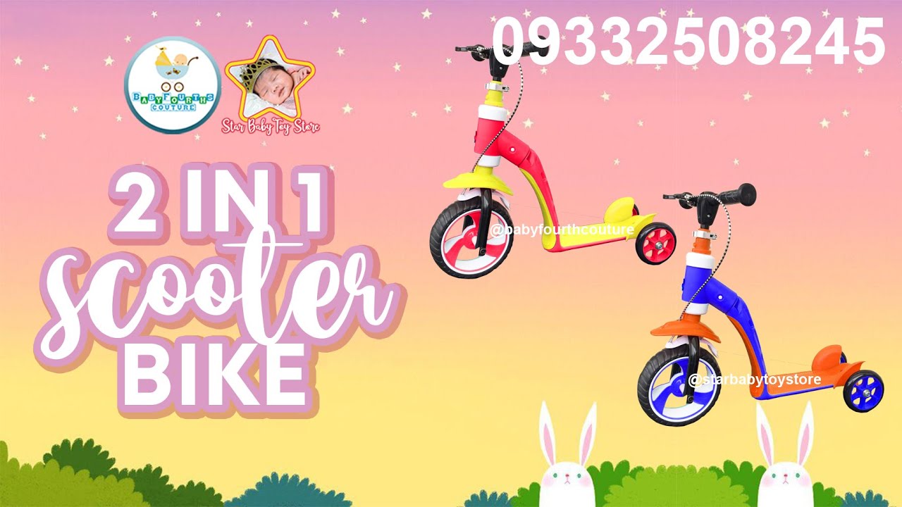 2 in 1 Convertible Scooter Balance Bike without Pedal for Toddlers and Kids