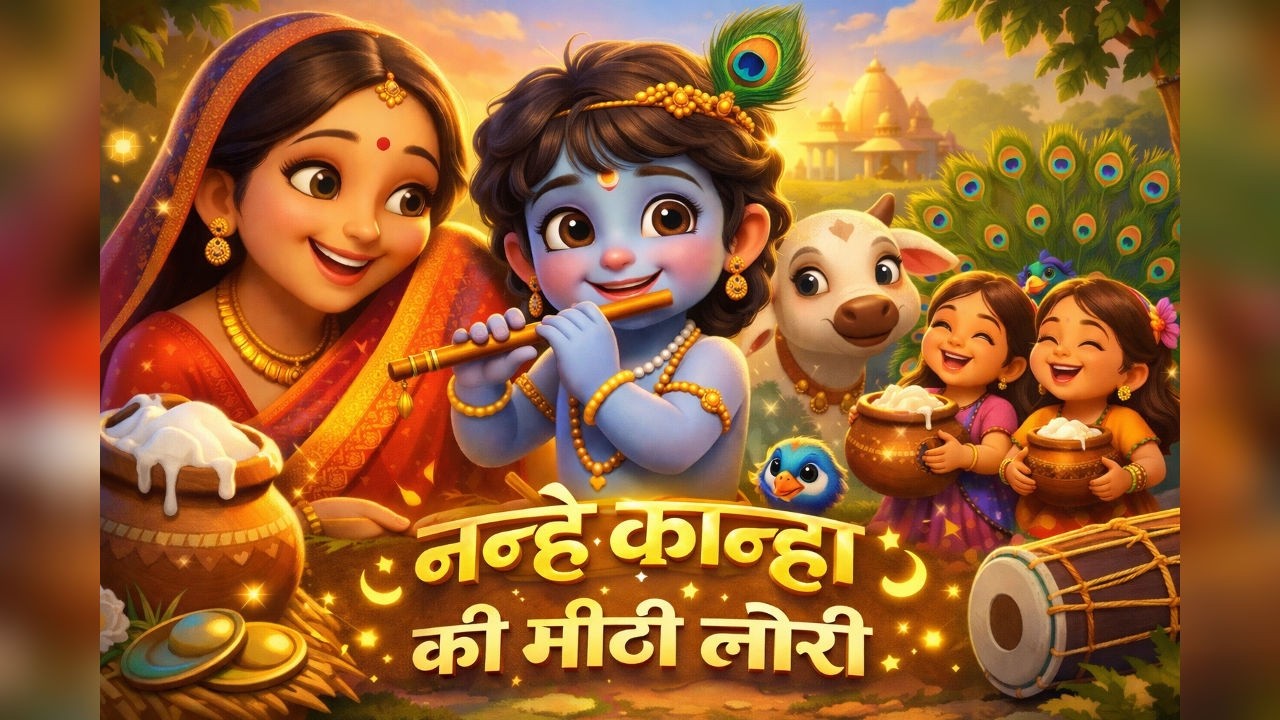 Nanhé Kanha Ki Meethi Lori 🌙 | Little Krishna Lullaby Song | Kids Bhajan | Hindi Devotional Song