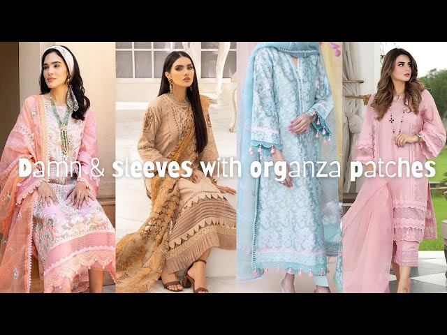 patches dress design Damn and sleeves with organza patches | dress design 2023