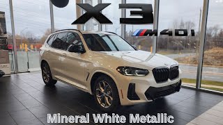 NEW ARRIVAL!  2024 BMW X3 M40i Mineral White Metallic on Cognac Sensatec