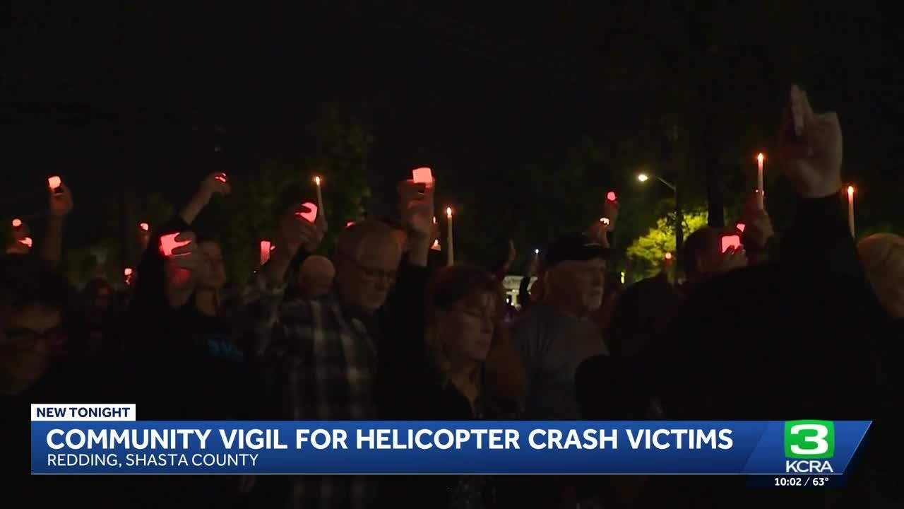 Community gathers in Redding for vigil after helicopter crash
