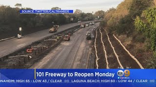 Officials Expect 101 Freeway In Santa Barbara County To Open Ahead Of Monday Commute