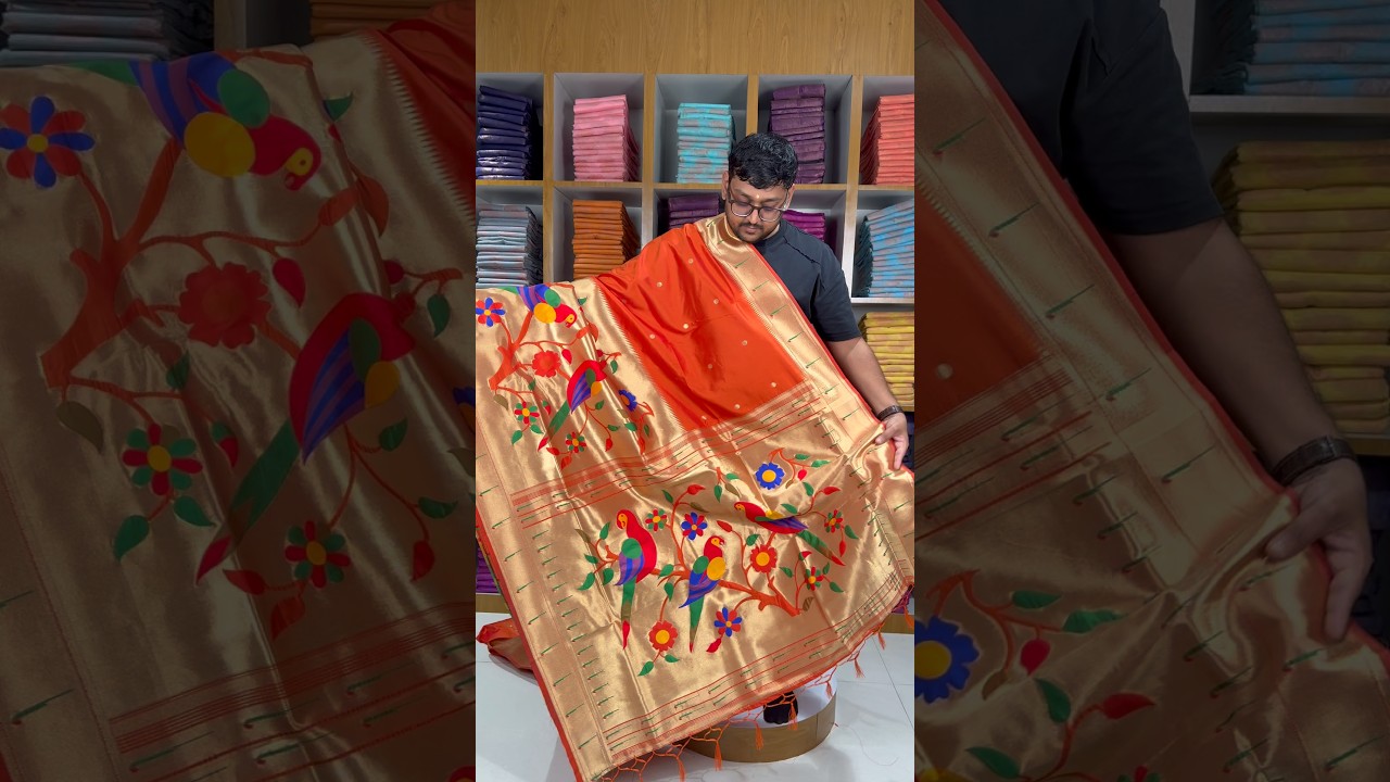 Kanchivaram Paithani Silk Big Parrot Zari Border Saree