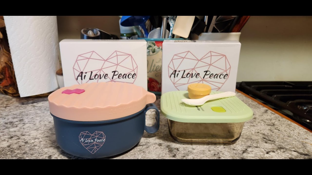 Microwave Safe Glass Lunch Container - 3.25 Cup or Ramen Bowl, 40 oz Microwaveable Noodle Cooker