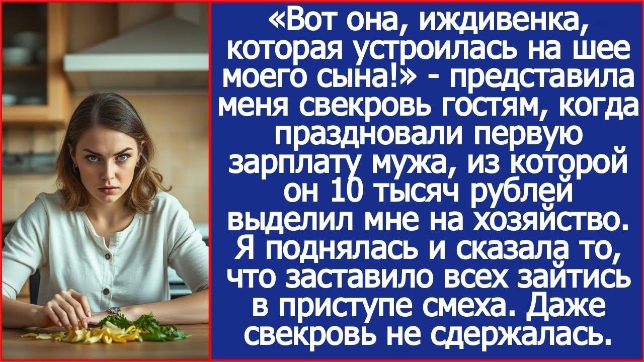 Вот она, иждивенка, которая устроилась на шее моего сына! Gредставила меня свекровь гостям