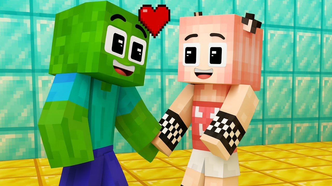 Zombie Boy Falls in Love with Cute Girl 💚 | Minecraft Monster School Love Story