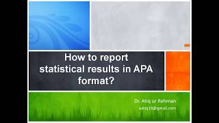 Academic writing: How to report statistical results in text