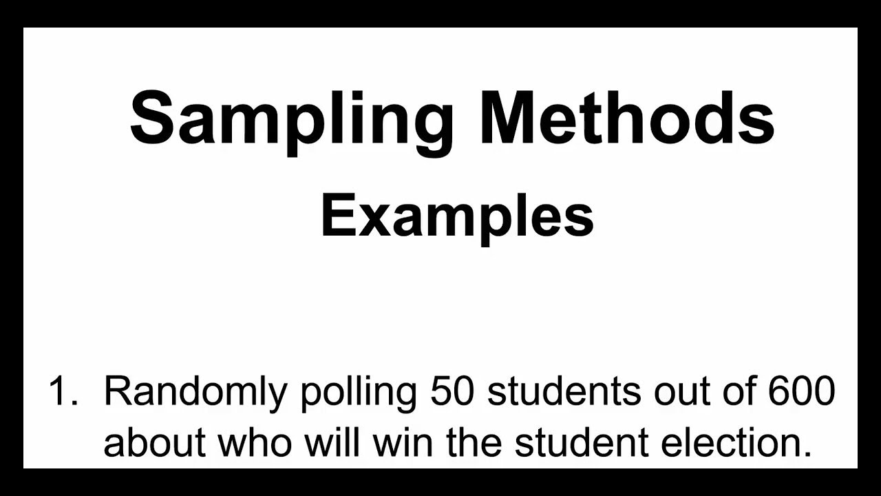 Probability and Statistics 7 - Sampling Methods Examples - YouTube