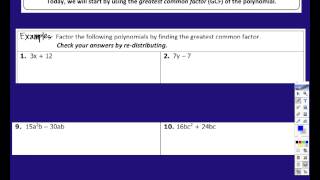 Ch. 8- Day 6- Factoring Polynomials using GCF