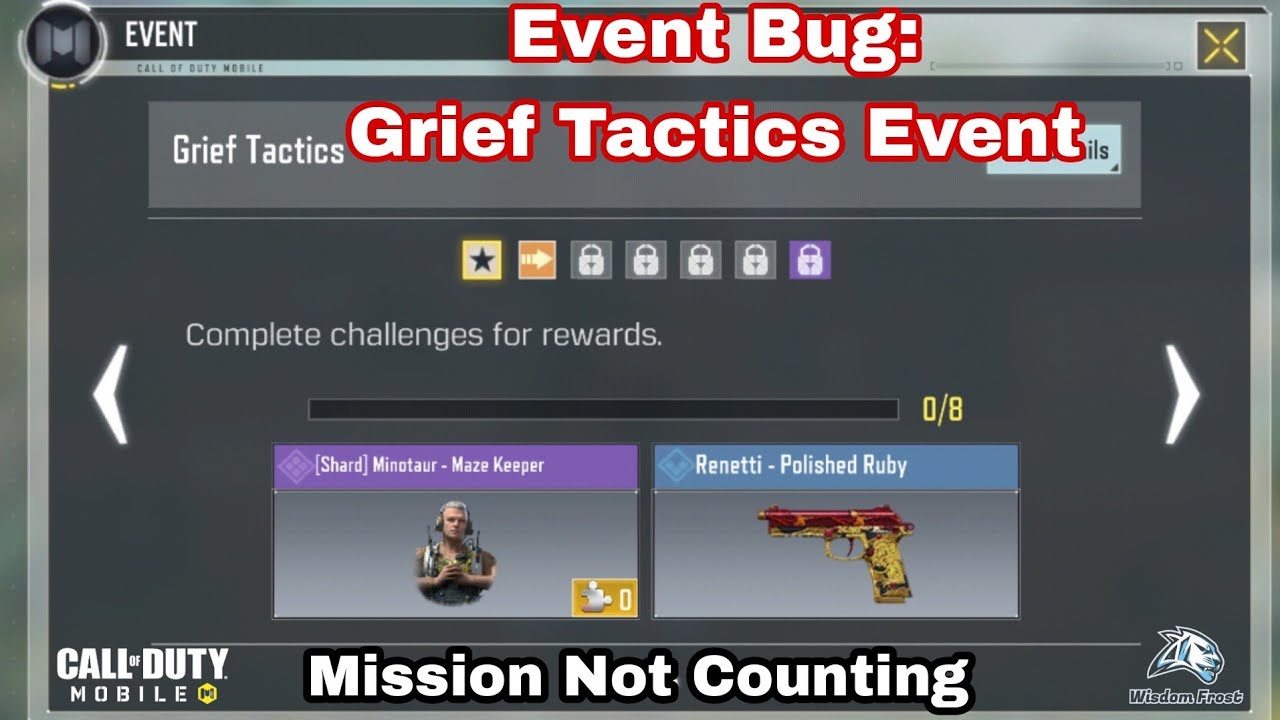 Event Bug: Grief Tactics Event Seasonal | Mission Not Counting Cod Mobile 2023 | Concussion,Smoke