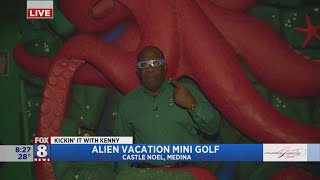 Kenny checks out Alien Vacation Mini Golf at Castle Noel