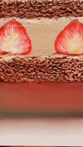 飛び出すイチゴチョコケーキ】#油彩画 #芸術 #油絵 #絵 #アート