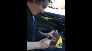 NASCAR driver Kyle Busch drives up alongside unsuspecting biggest fan