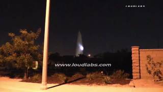 Sheared Hydrant Causes 200 Ft Geyser Flooding / Riverside RAW FOOTAGE