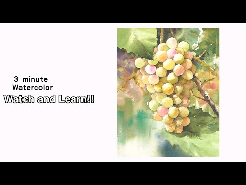 [ 3 minute Watercolor - Watch and Learn ] <strong>Grape</strong>.  NAMIL ART