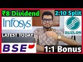 Suzlon Energy, BSE Ltd, Infosys Stocks Declared High Dividend, Bonus &amp; Split
