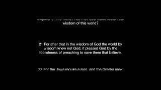 I Corinthians 1:1-31 KJV (Daily Reading of the WORD of the ONLY TRUE and LIVING GOD)