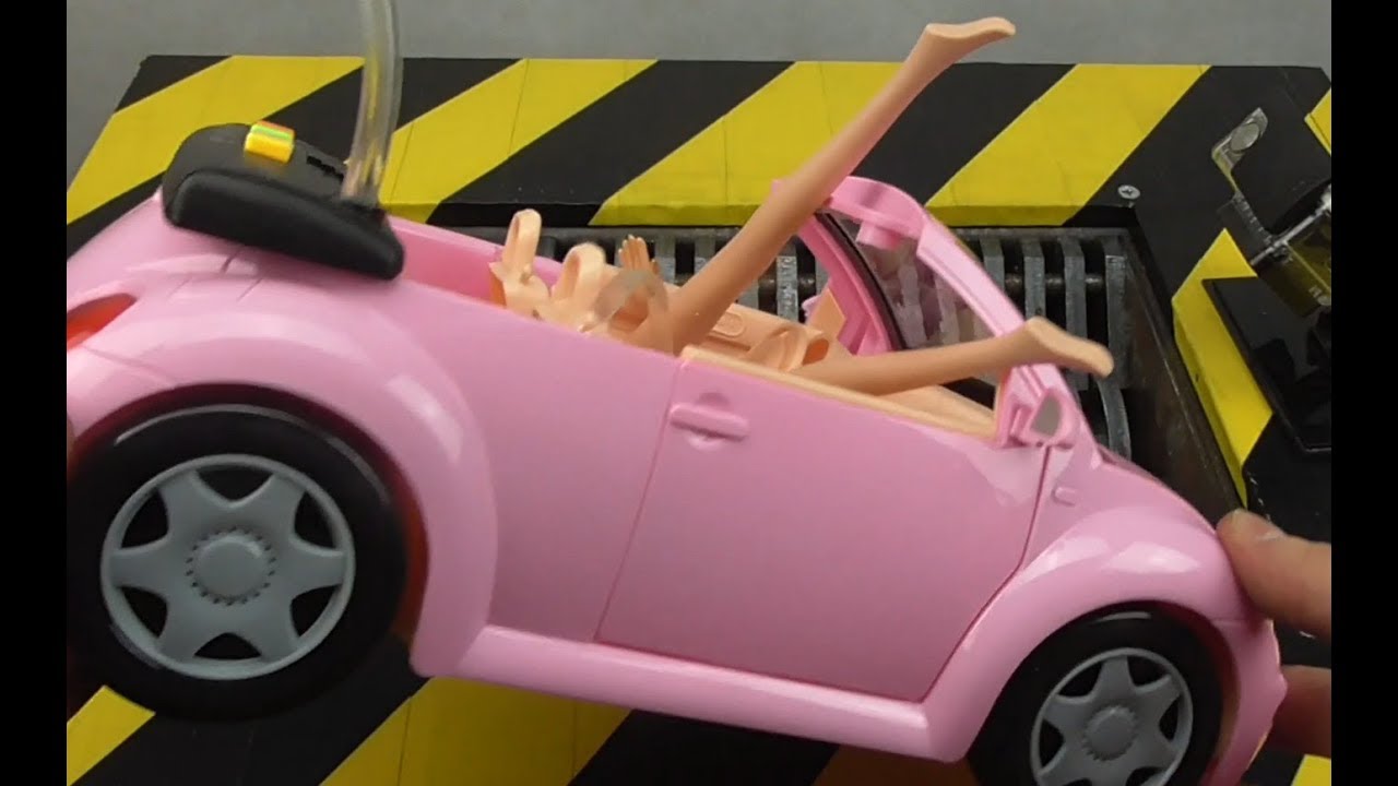 Barbie Doll Car vs Shredding Machine Crushing Toys Car Destruction