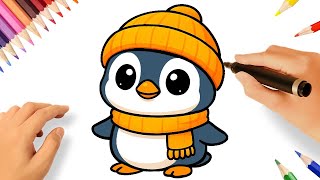 COMMENT DESSINER UN PINGOUIN FACILE 🐧💛
