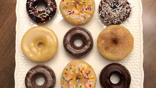 ASSORTED DONUTS (CHOCOLATE GLAZE, CINNAMON SUGAR, SPRINKLE DONUTS AND MORE)