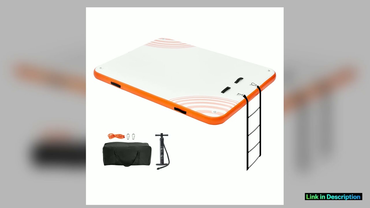 SucceBuy Inflatable Floating Dock NonSlip Water Floating Dock Mat with Detachable Ladder Floating