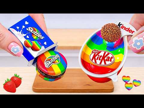 Miniature Rainbow Cake Decorating 🍫🌈 ASMR Amazing Rainbow Chocolate KITKAT Cake with Skittles