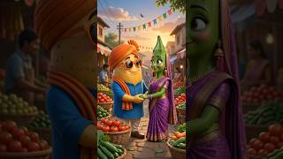 🥔❤️ Aloo Bhindi Love Story Part 1 #shorts #cartoon #aivideo #aloobhindi