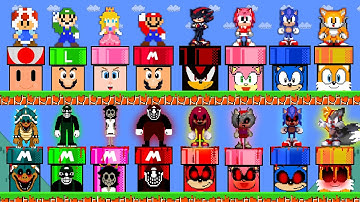 What if Super Mario Bros had Custom Pipes All Mario vs Sonic Characrers?