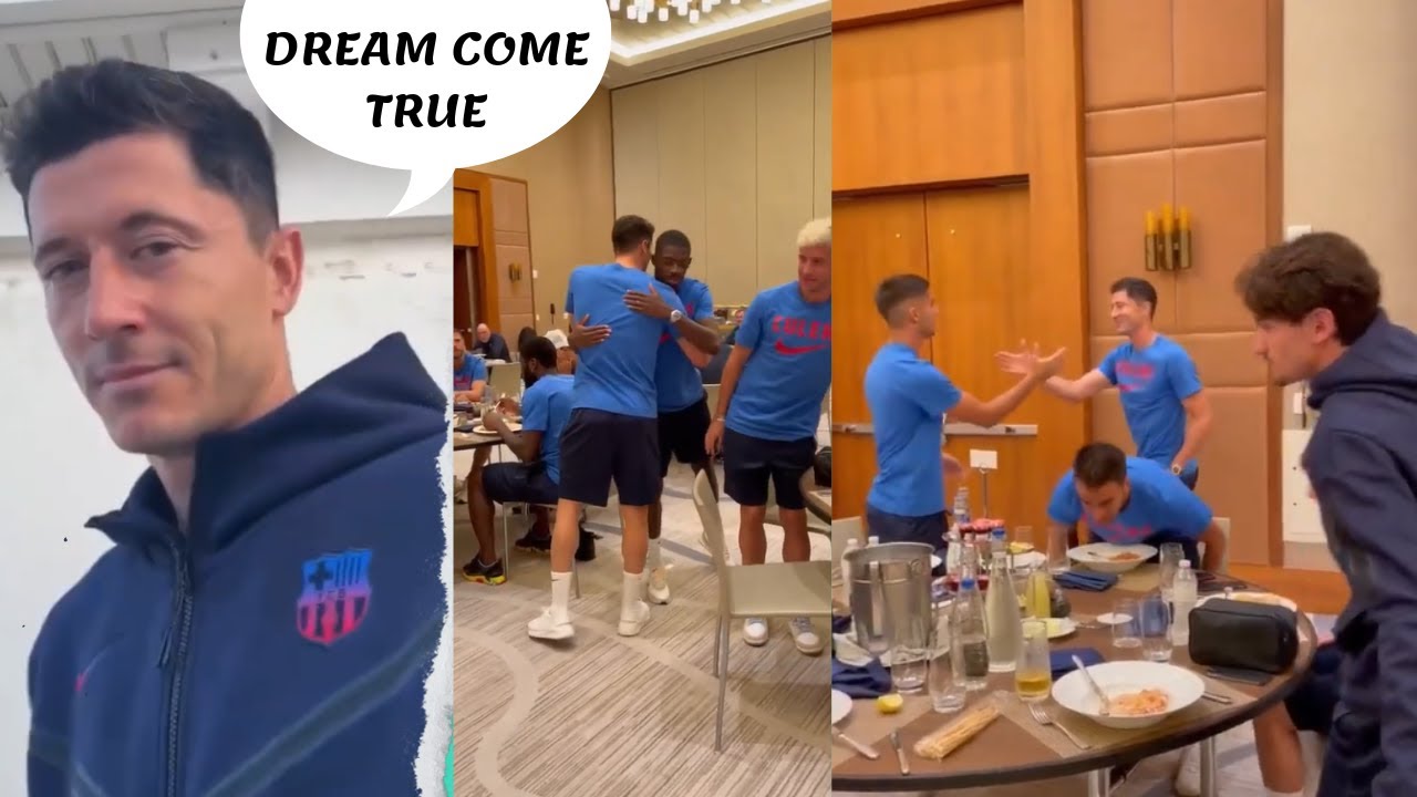 ROBERT LEWANDOWSKI MEET HIS NEW BARCELONA TEAM MATES & FIRST INTERVIEW